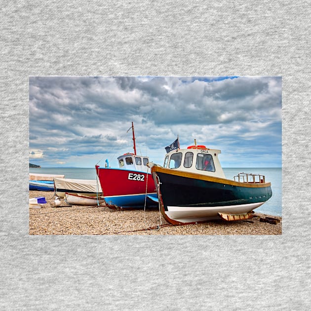 Colourful Fishing Boats on Beer Beach, Devon by GrahamPrentice